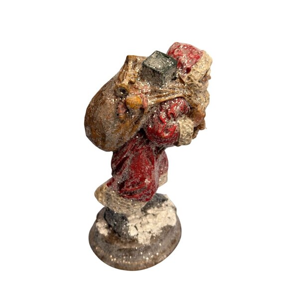 Hand-Carved Vintage Santa Claus Figurine With Sack Of Toys & Glitter Finish - Picture 2 of 6